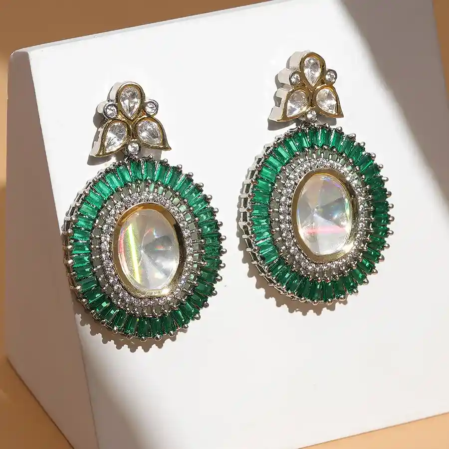 Glamorous Green Dangler Earrings