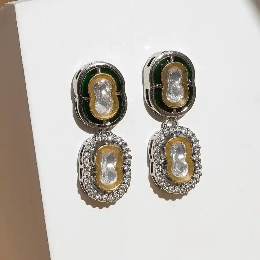 Artistic Diamond Enamel Earrings