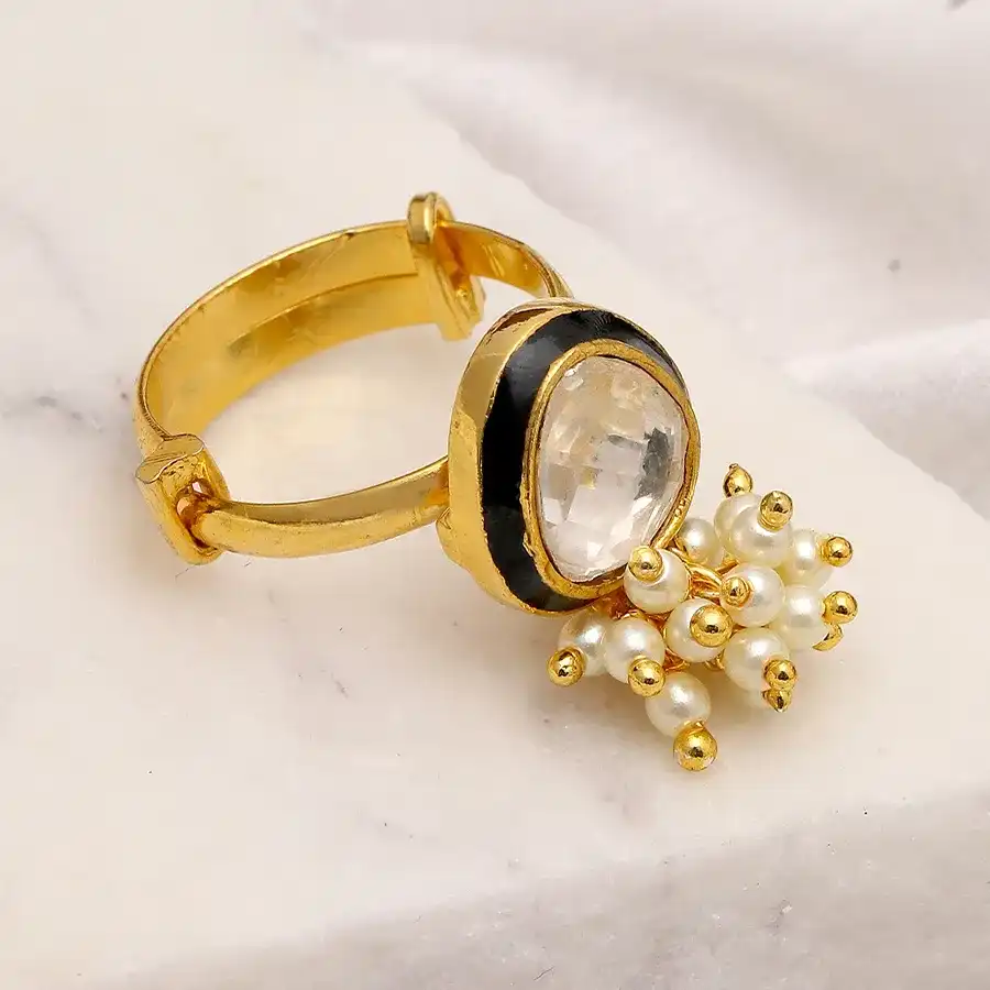 Classic Kundan Pearl Ring