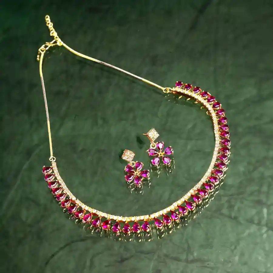 Attractive Gold Plated AD Jewellery Set