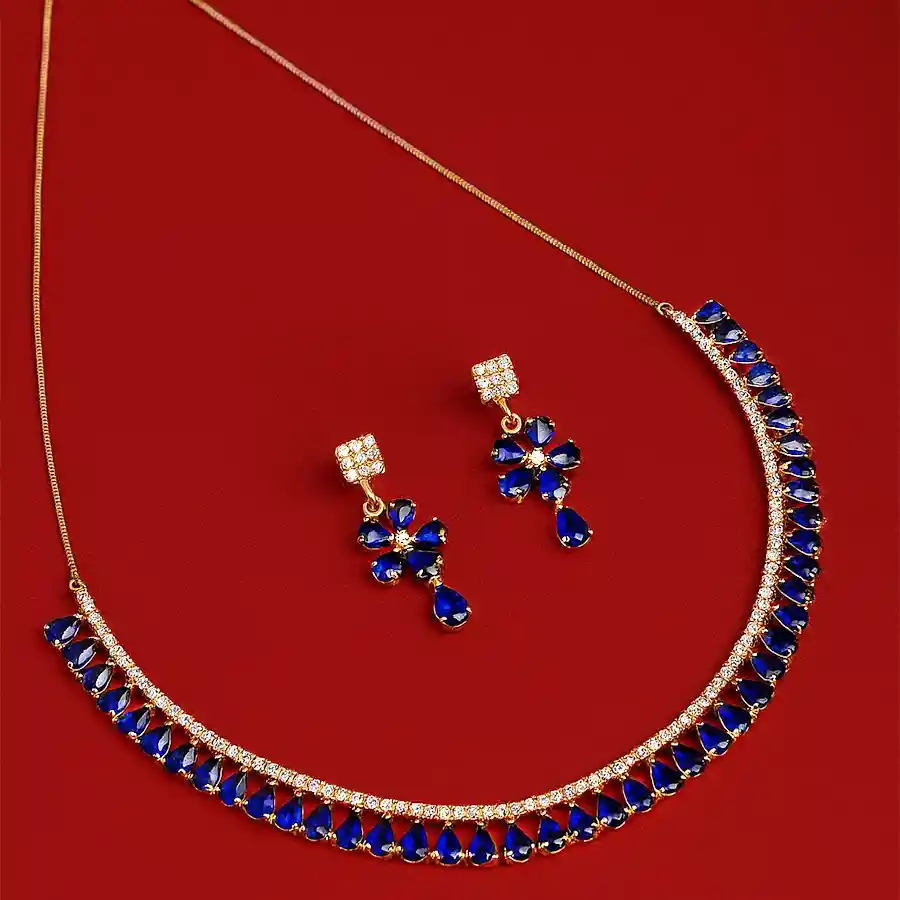 Beautiful Gold Plated AD Jewellery Set
