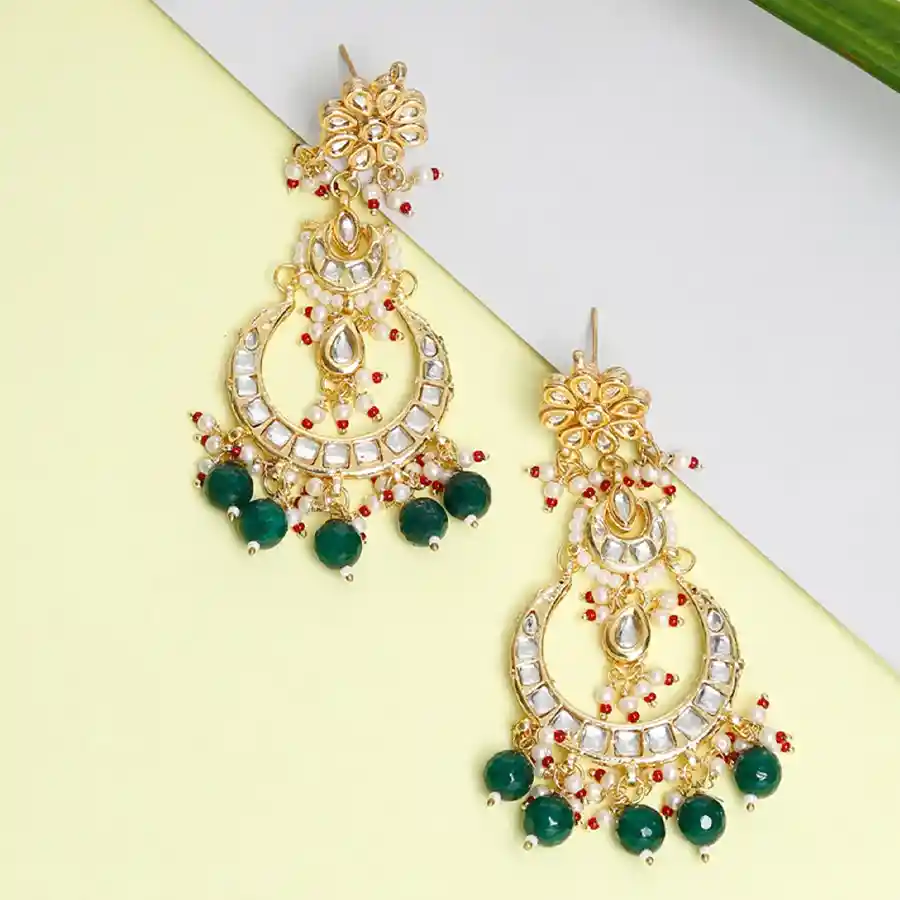 Glamorous Kundan Earrings Charm
