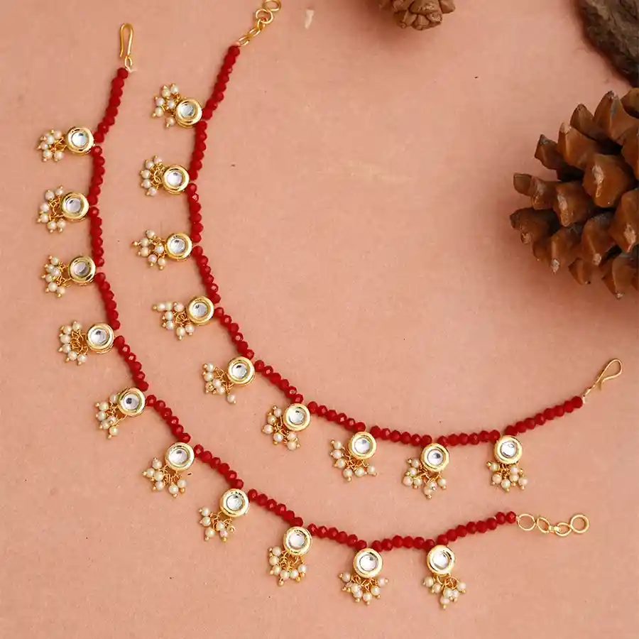 Lively Red Bead Kundan Duo