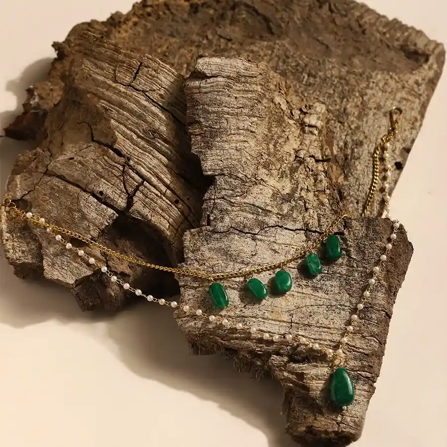 Luxe Green Gold Statement Necklace