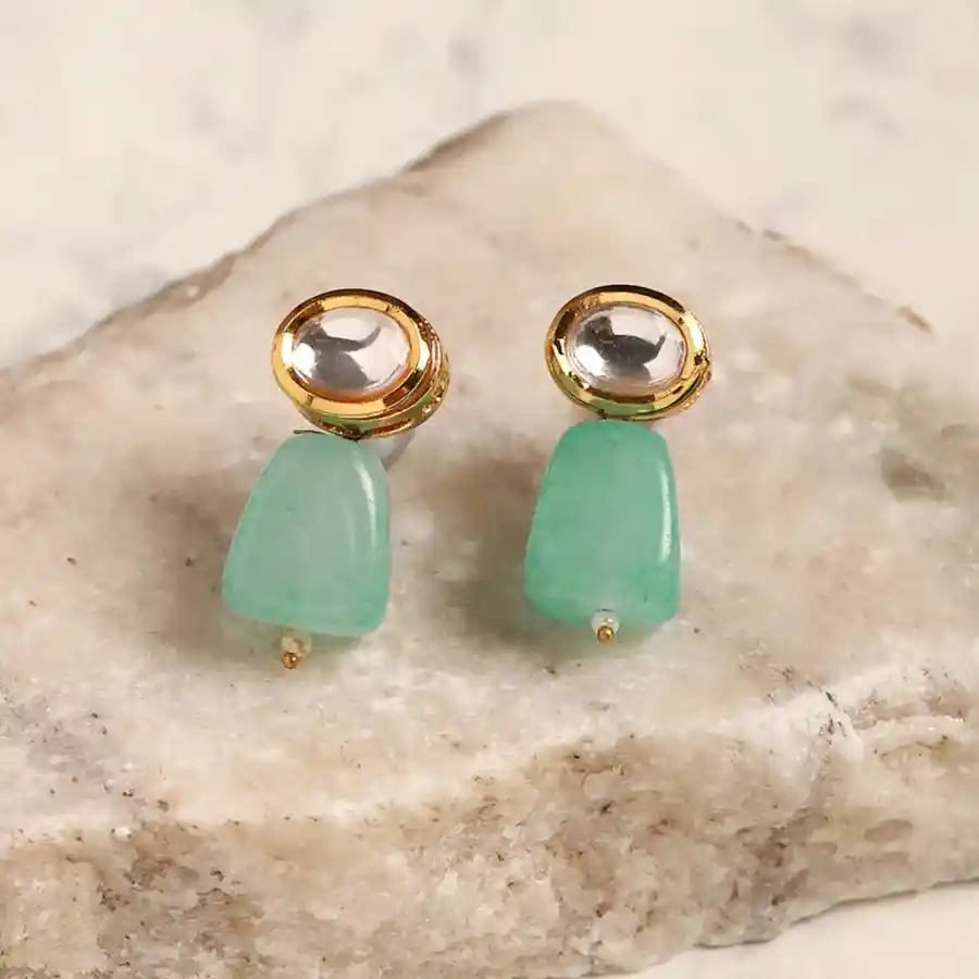 Chic Green Gold Studs