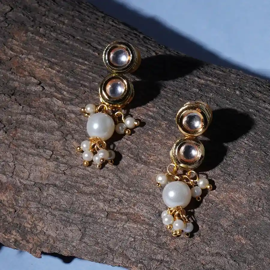Chic Pearl Drop Kundan Earrings