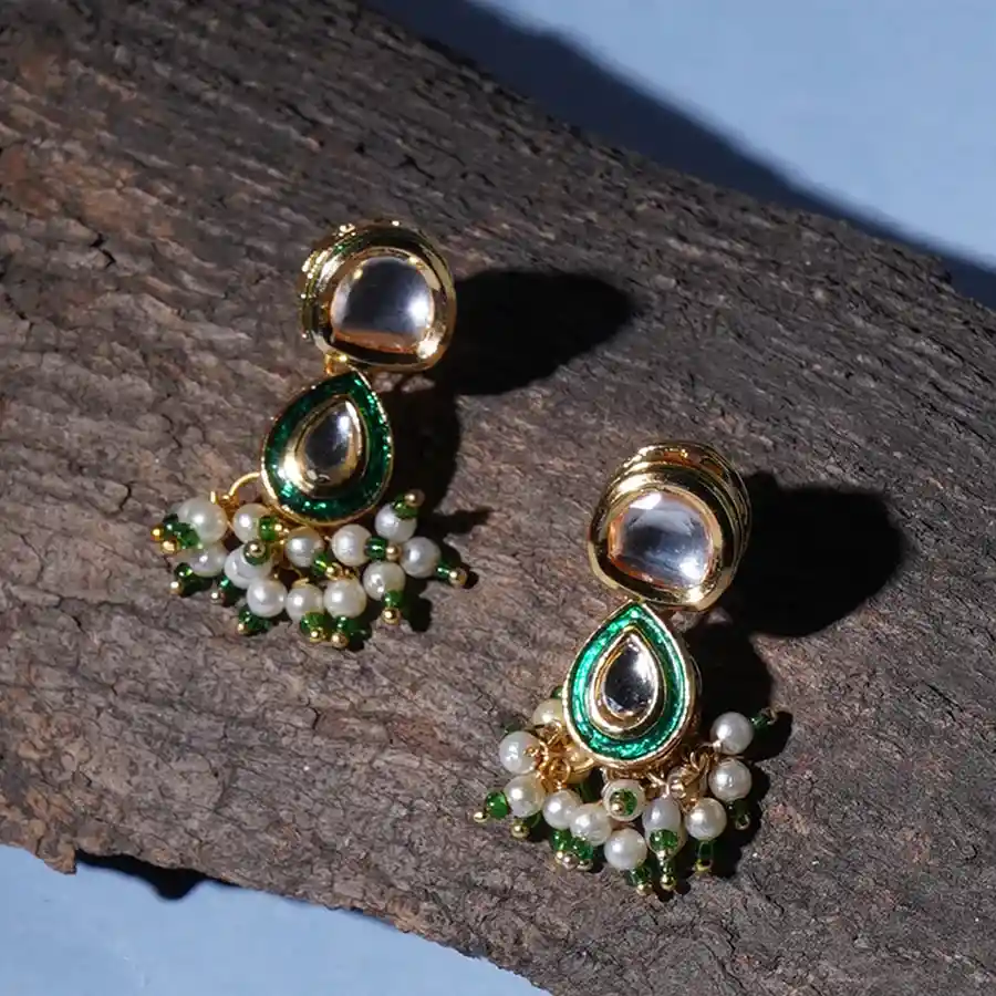 Modern Kundan Drop Earrings