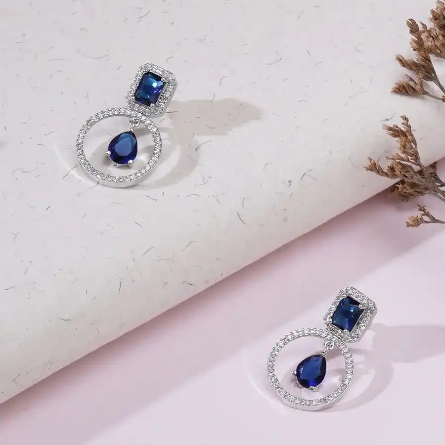 Twinkling Sapphire Drop Earrings