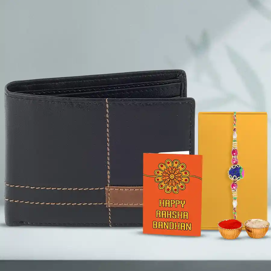 Rakhi Celebration Combo Rakhi with Leather Wallet