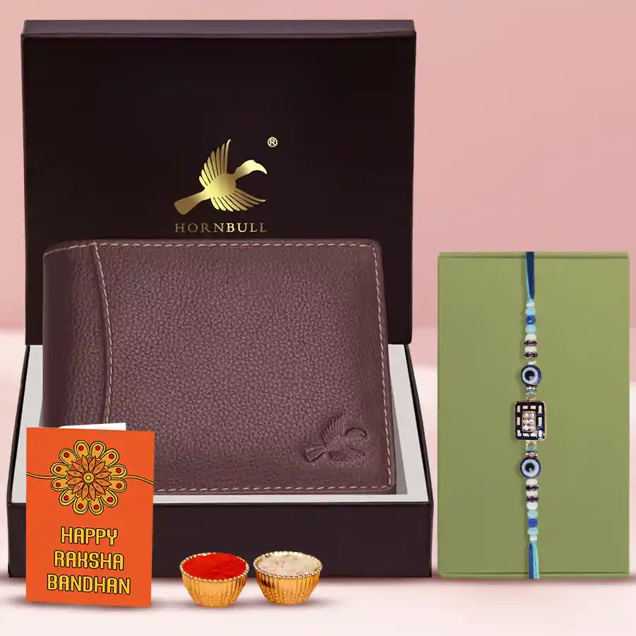 Trendy Evil Eye Rakhi N Wallet Belt Duo