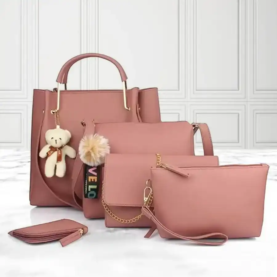 Classy Moms Special Pink PU Leather Ladies Handbag Set