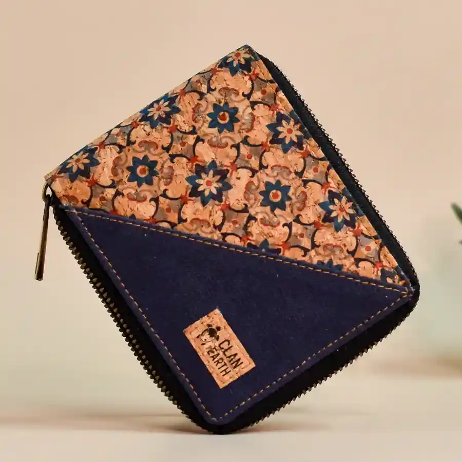 Premium Eco Friendly Printed Kiwi Zip Cork Wallet
