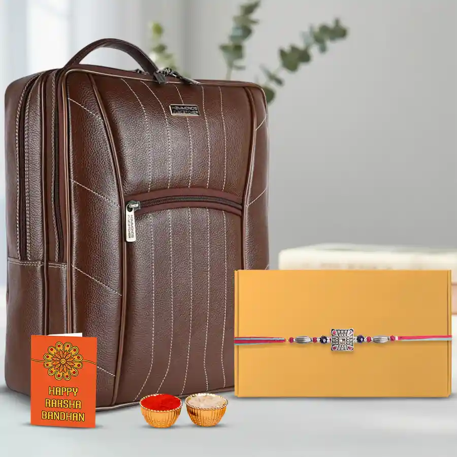 Festive Rakhi with Chic Laptop Backpack Package