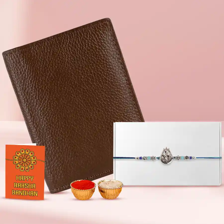 Auspicios Shiva Rakhi N Passport Holder Set