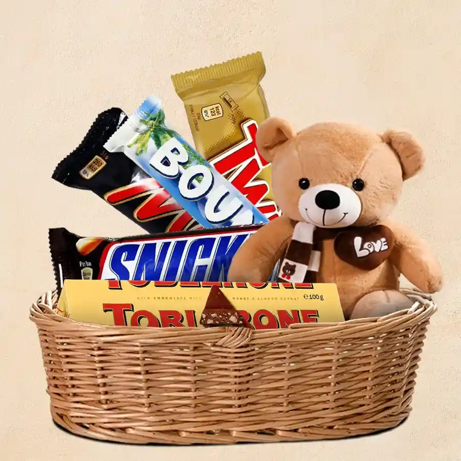 Yummy Chocolates with Teddy Basket