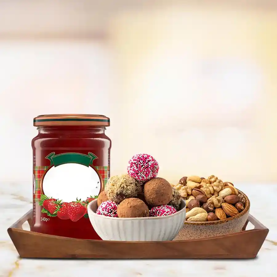 Delightful Gift Tray of Truffle Chocolates with Nuts N Jam
