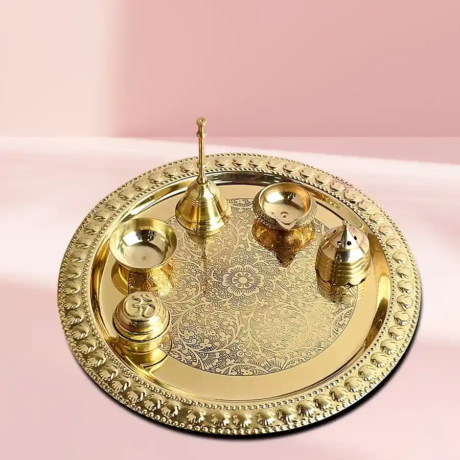 Wonderful Gift of Silver Plated Goddess Laxmi Diya Puja Thali for Spitritual Mothers