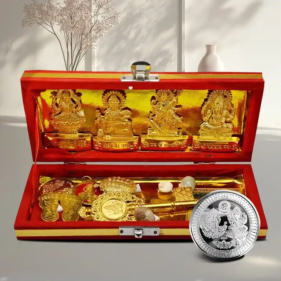 Striking Sri Dhan Laxmi N Kuber Bhandari Yantra with Free Coin