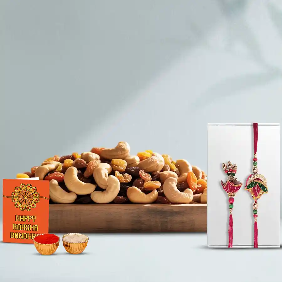 Amazing Lumba N Rakhi Set with Cashew n Raisins