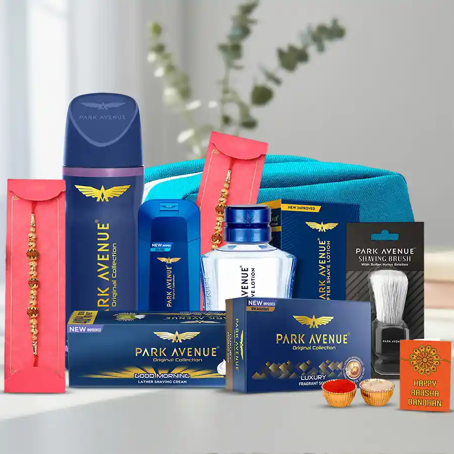 Exquisite Rudraksha Rakhi N Park Avenue Mens Essential Kit