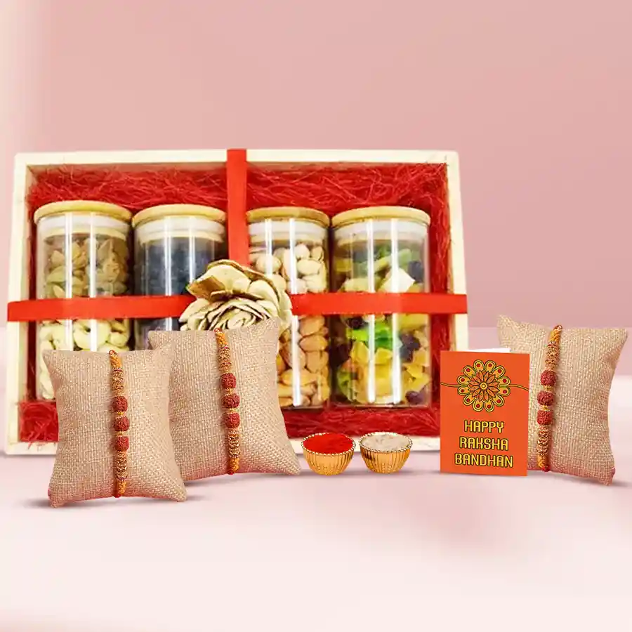 Rudrakhsha Rakhi n Dry Fruits Marvel
