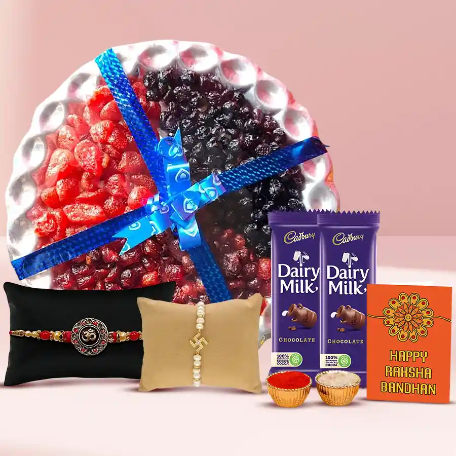 Festive Pair Dry Fruits n Auspicious Rakhi