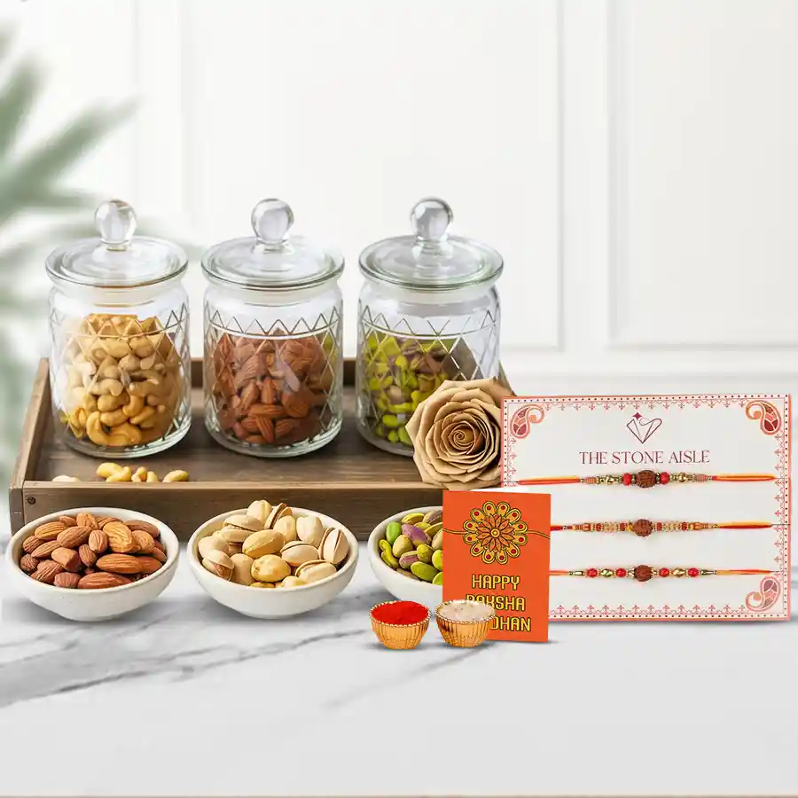 Rudraksha Rakhi Super Trio N Dry Fruits