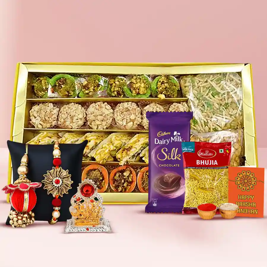 Bhaiya Bhabhi Rakhi Set N Sweets Combo