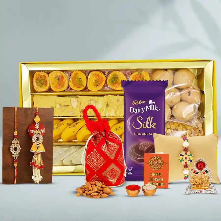 Couple Rakhi N Sweetness Feasts