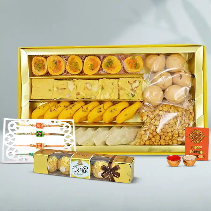 Fancy Rakhi with Delightful Sweets