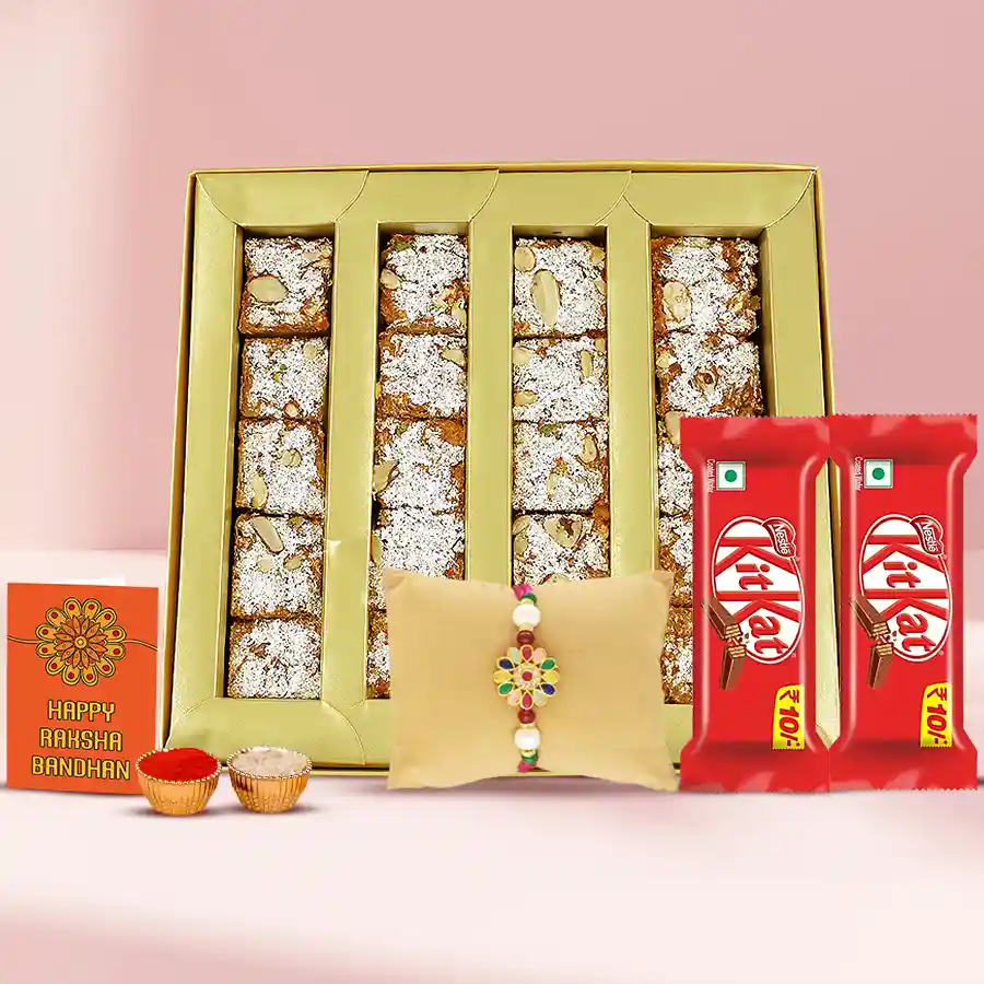 Sweets n Rakhi with Card Trio