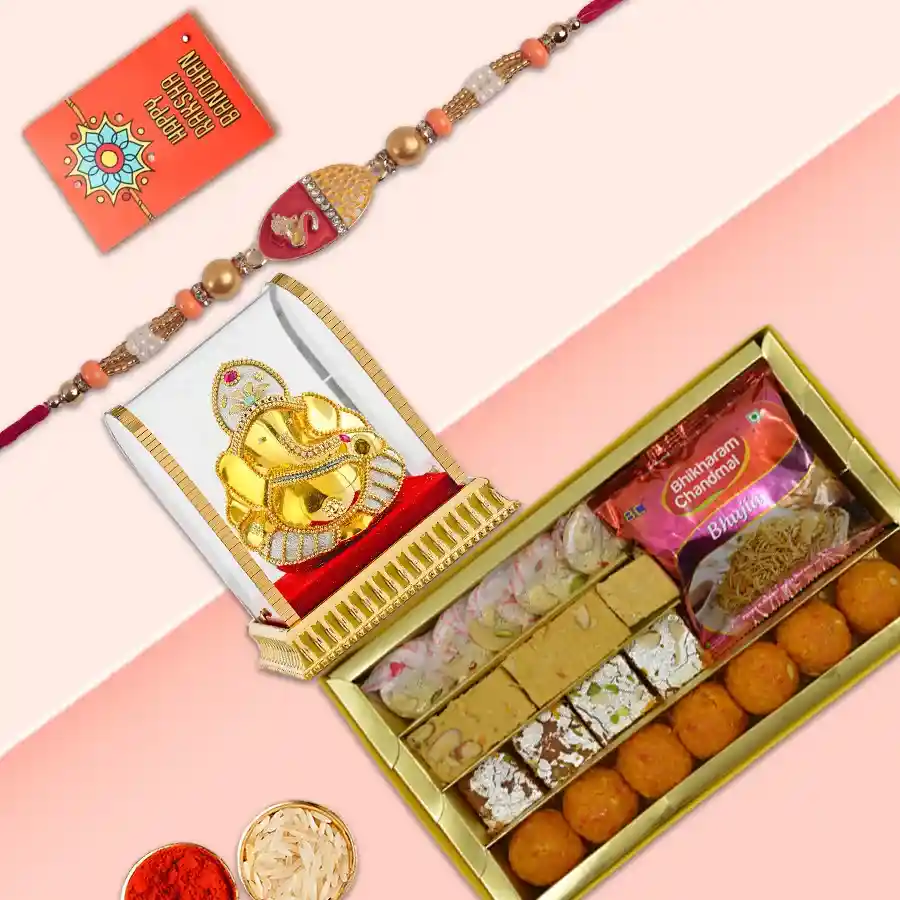 Fancy Rakhi N Sweetness Overloaded