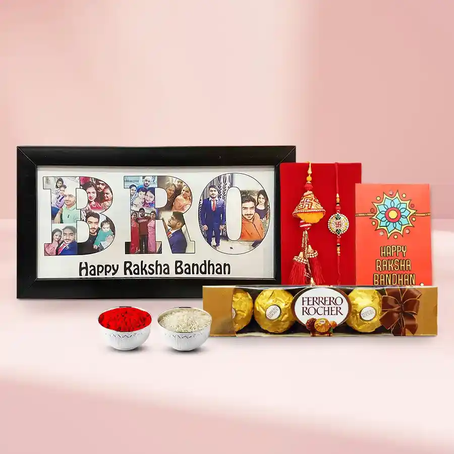 Personalized Photo Frame N Couple Rakhi Choco Blast