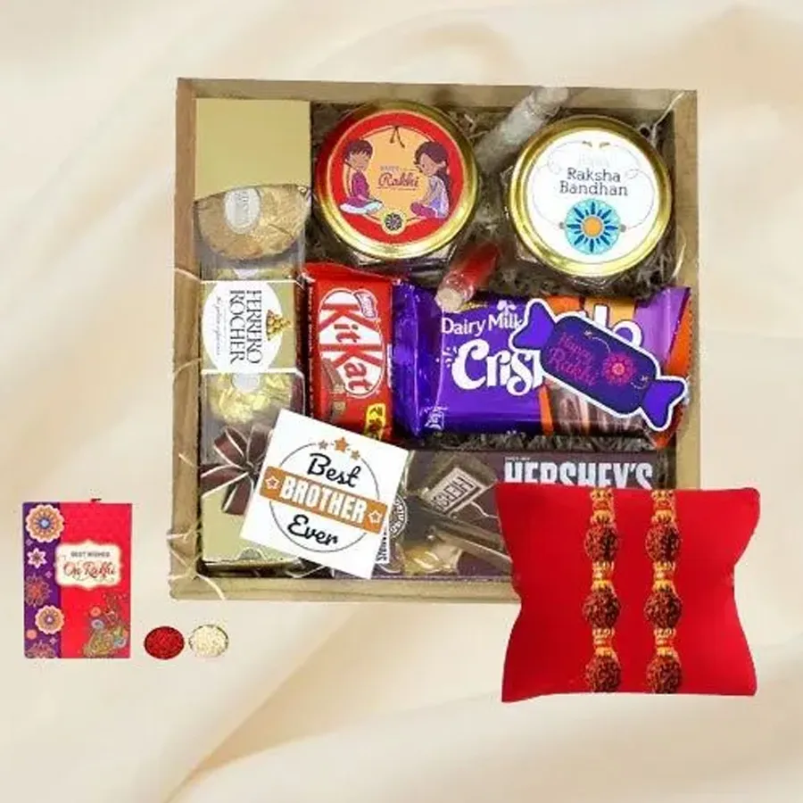 Rudrakhsha Rakhi N Edible Delights Hamper
