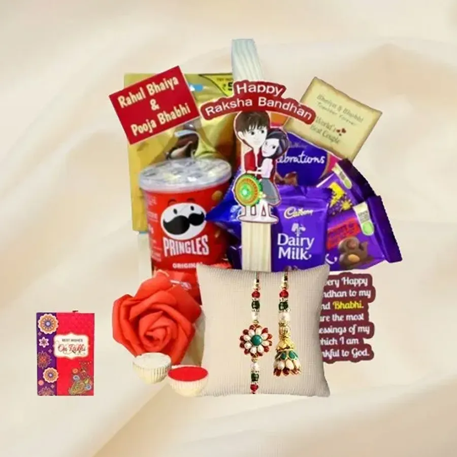 Bro Bhabhi Rakhi Hamper with Chocolate Galore