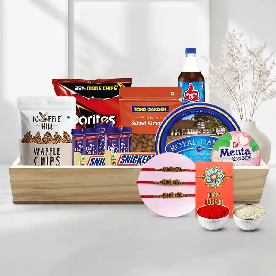 Crunchilicious Snack Hampers N Rudraksha Rakhi