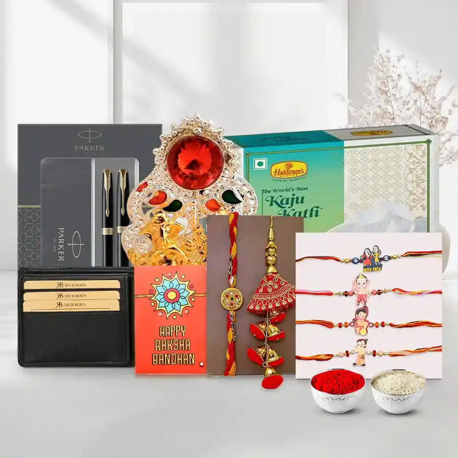 Parker Pen N Wallet Combo with Premium Rakhi for Brother