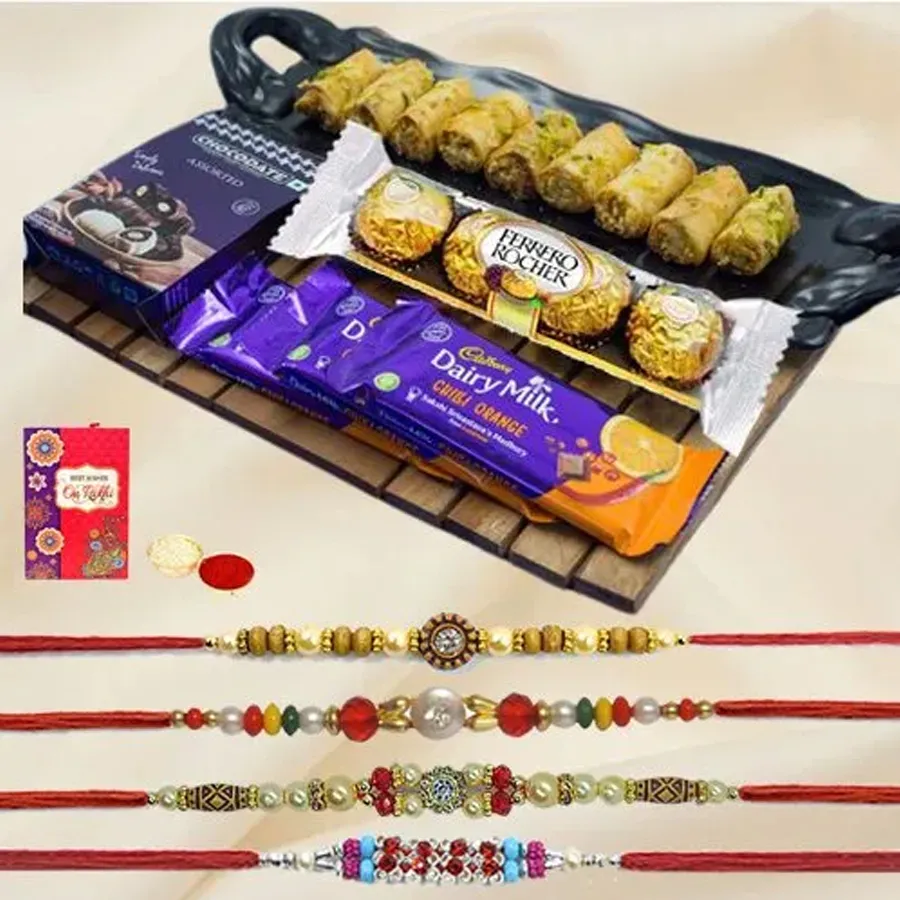Choco Surrender 4 Designer Rakhi with Roll Baklawa Blast