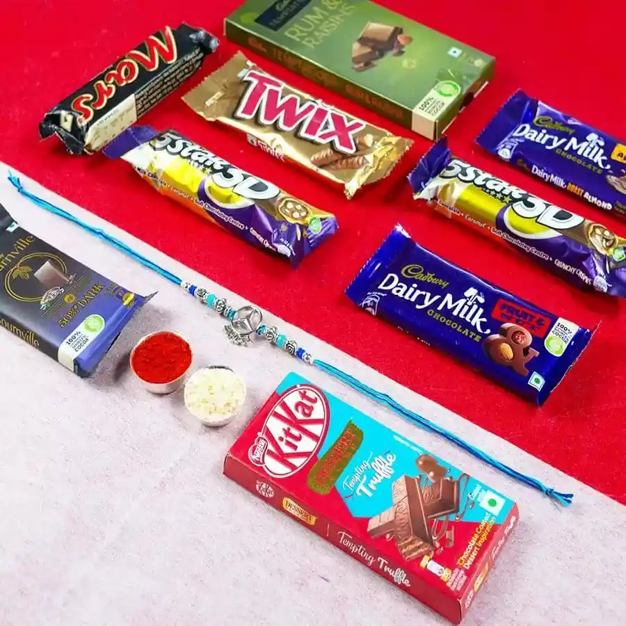 Ravishing Metallic Rakhi Gift Set