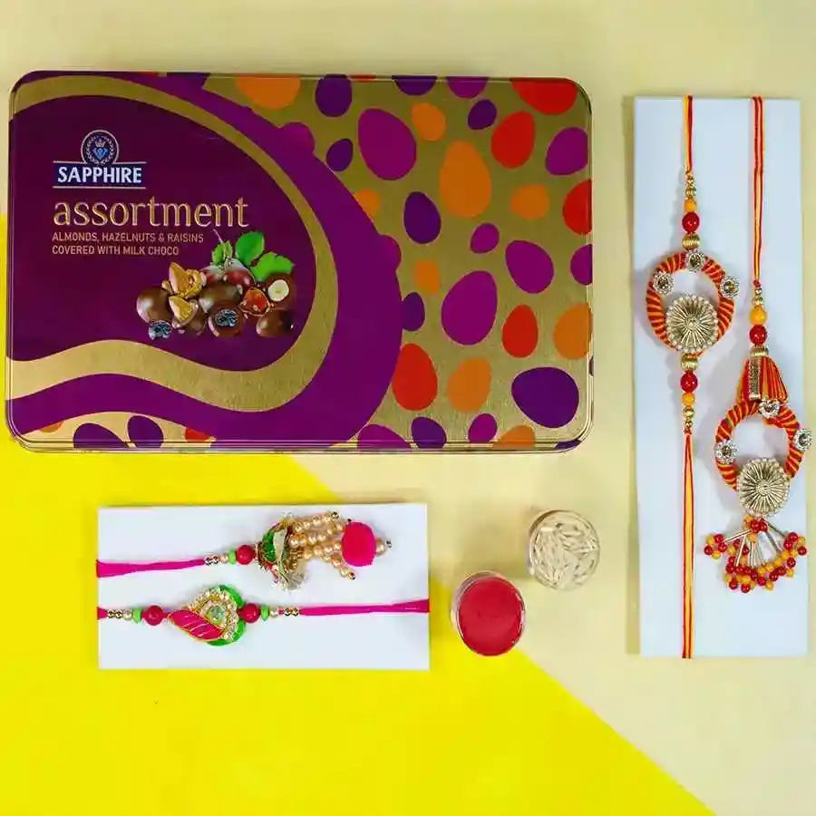 Harmonious Duos: Bhaiya Bhabhi Rakhi Set