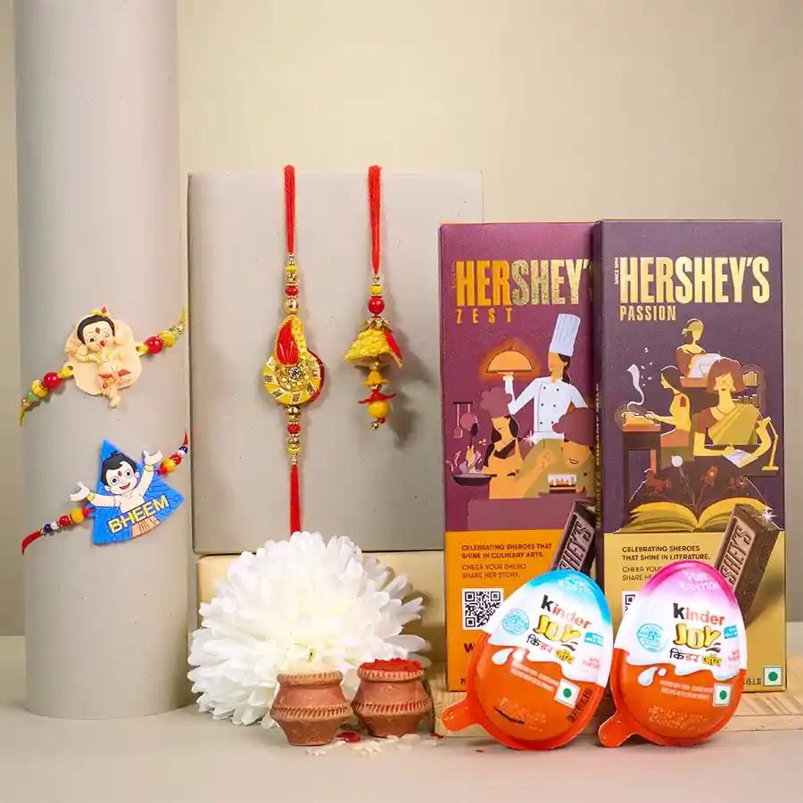 Premium Family Rakhi Set N Chocolate Surprise