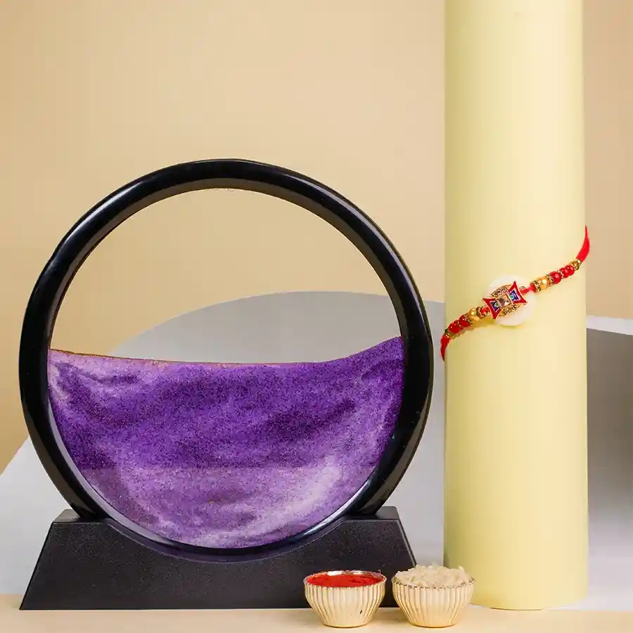 Fancy Kundan Rakhi N Sand Art Combo