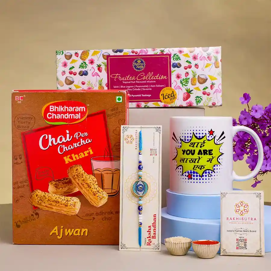 Rakhi with Snacks and Fun Mug