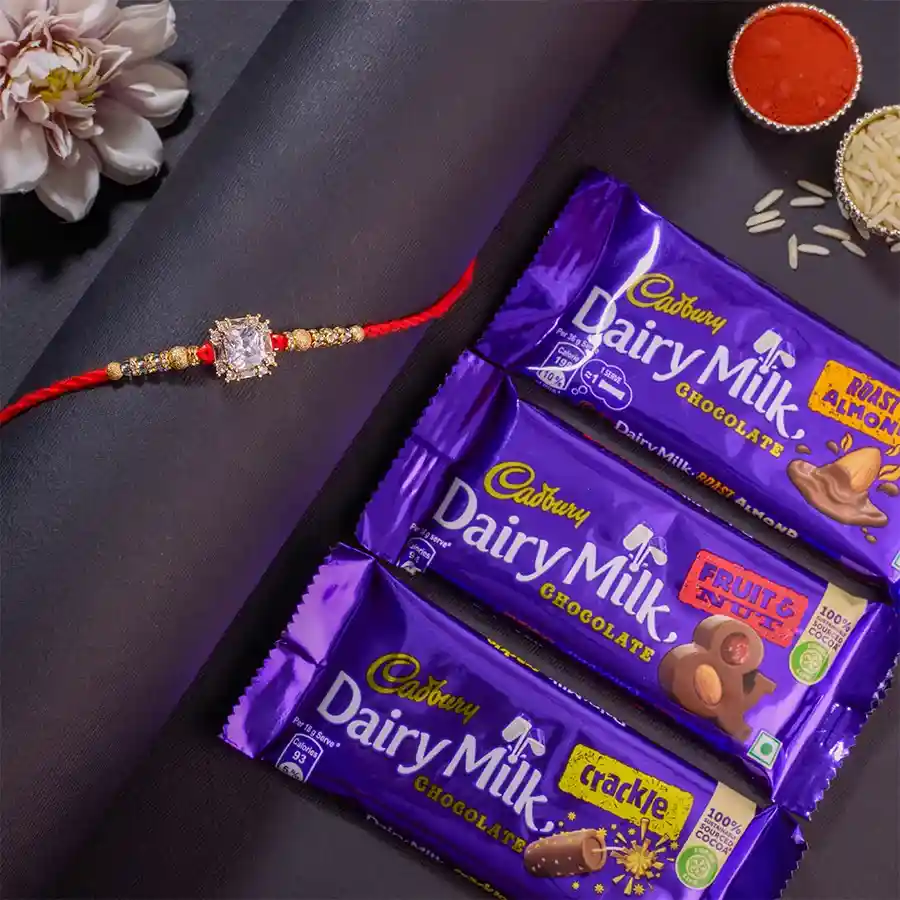 Love N Chocolates Kundan Rakhi Set