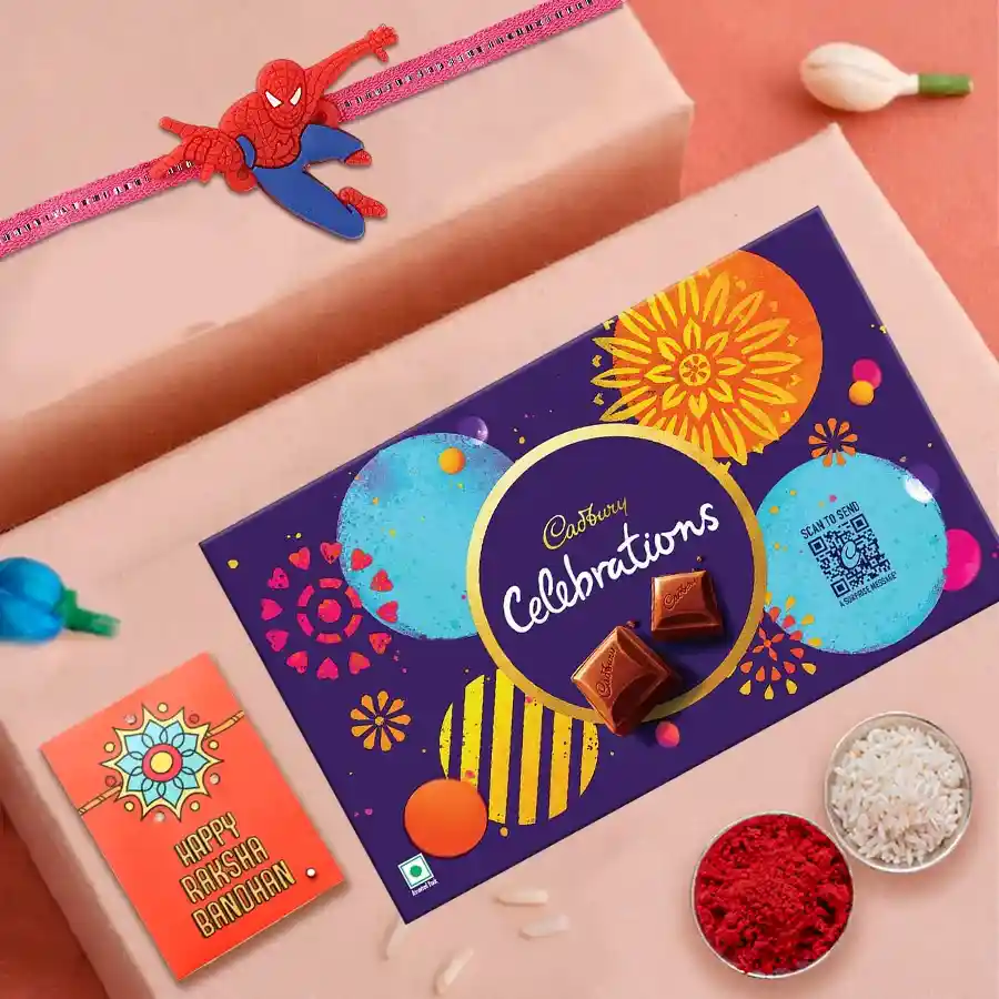 Celebration Chocolate Pack with Kids Rakhi and Roli Tilak Chawal