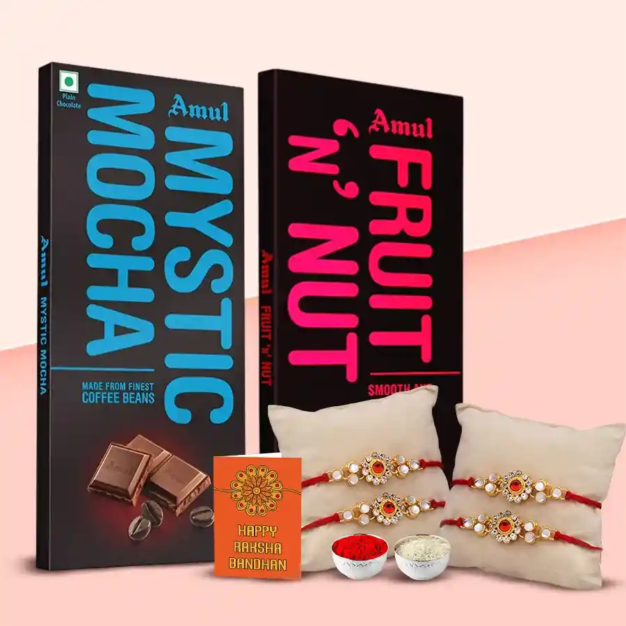 Marvelous Set of Rakhis with Amul Chocolates