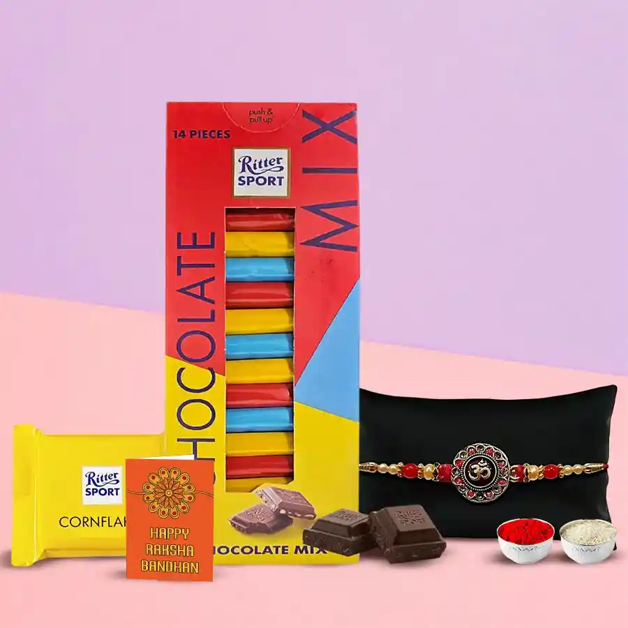 Yummy Ritter Sport Chocolate Mix with Om Rakhi