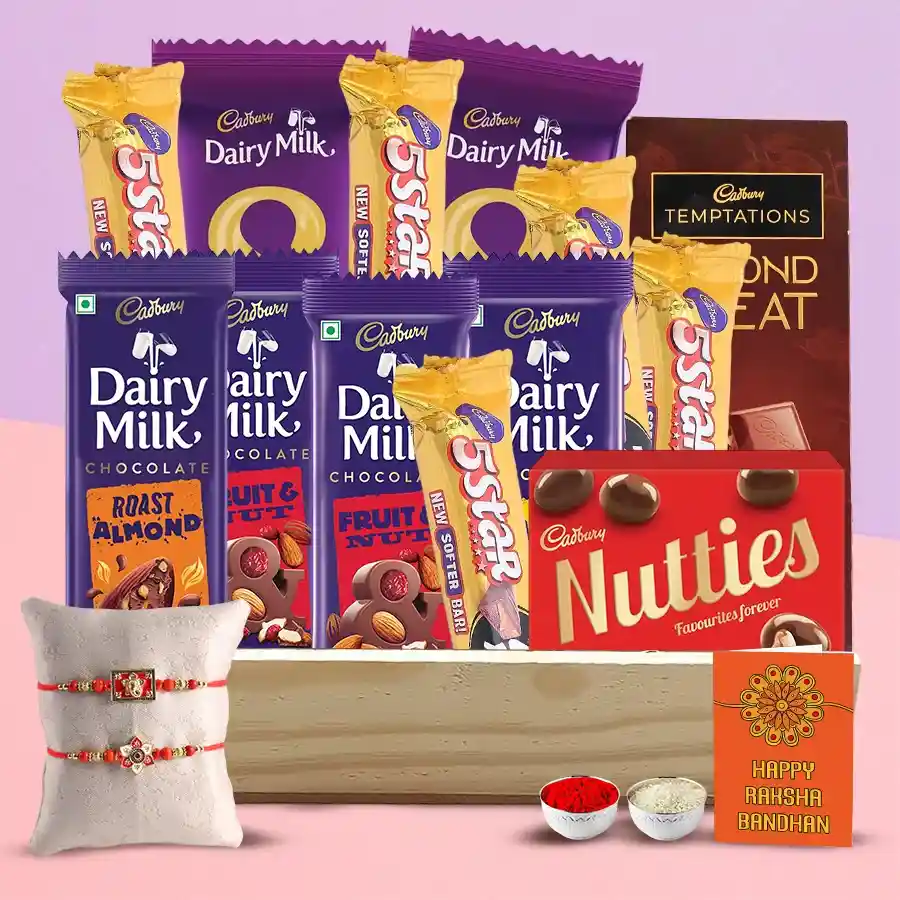 Twin Fancy Rakhi with Cadbury Assortment Tray