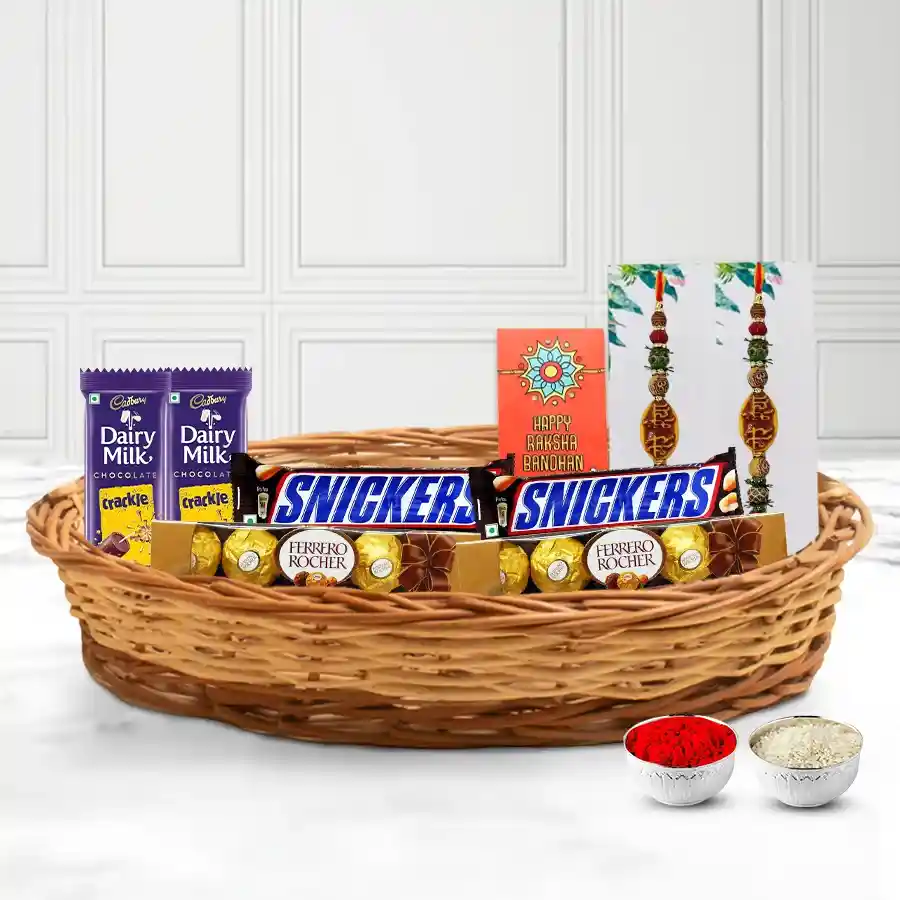 Assorted Chocolates with Mere Bhaiya Rakhi Pair