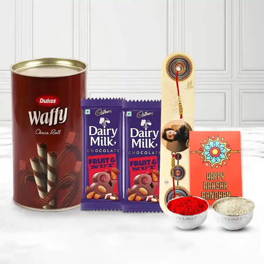 Cadbury with Wafers N Personalized Photo Rakhi